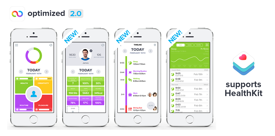 OptimizedApp's tweet image. Optimized 2.0 is out with HealthKit support and more, 50% OFF SALE buff.ly/1Ocz8px #quantifiedself #wearables