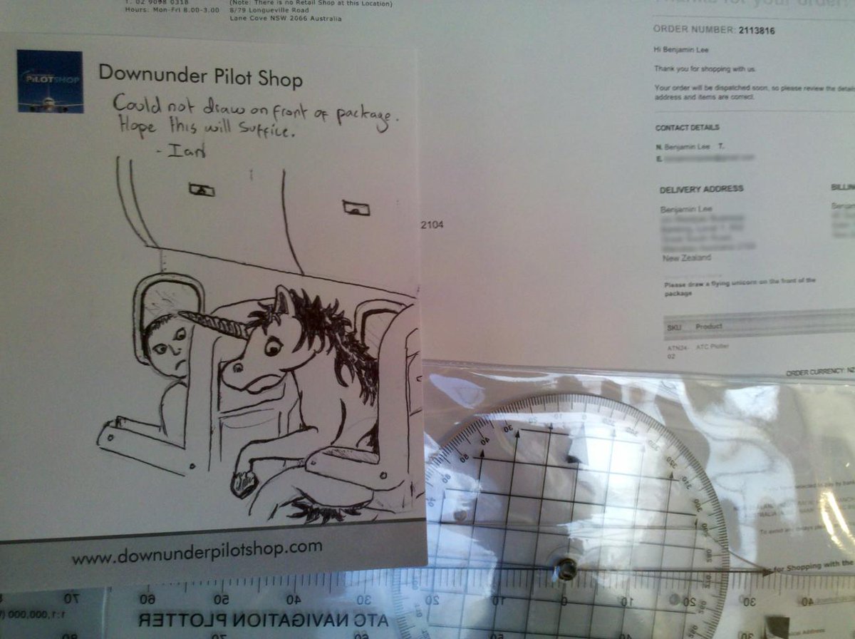 DownunderPilot's tweet photo. Another unusual request fulfilled today - this customer asked for a flying unicorn. http://t.co/fMHHpcjgqt
