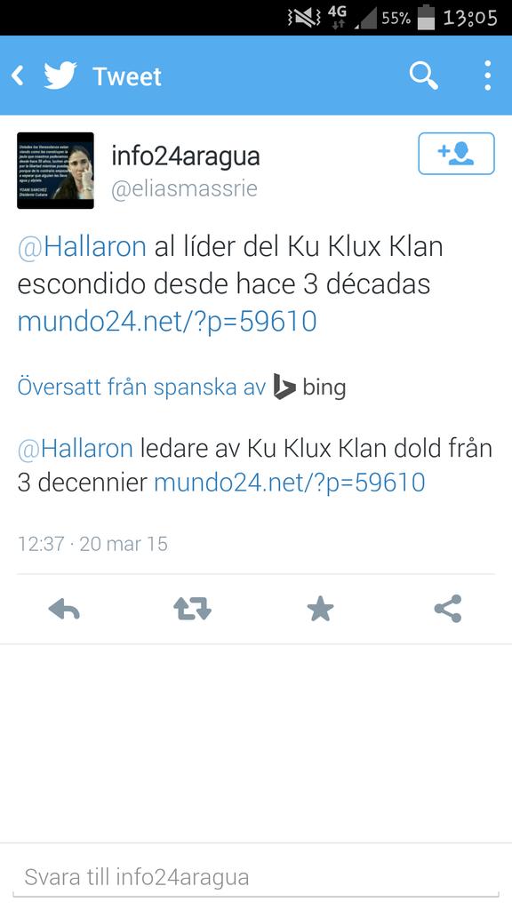 HallAron's tweet photo. Enligt denna snubbe har jag tydligen varit ledare för Ku Klux Klan i 30 år. http://t.co/si4Izd3bhB