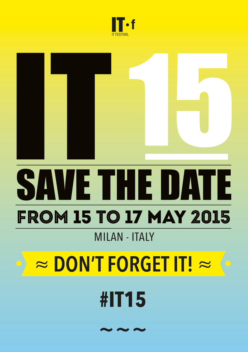 itfestival's tweet photo. @WasabiProd SAVE THE DATE! #ITfestival 15-17 maggio alla Fabbrica del Vapore #IT15 #OpenIT #independent #teatro http://t.co/SO6egJ13xJ