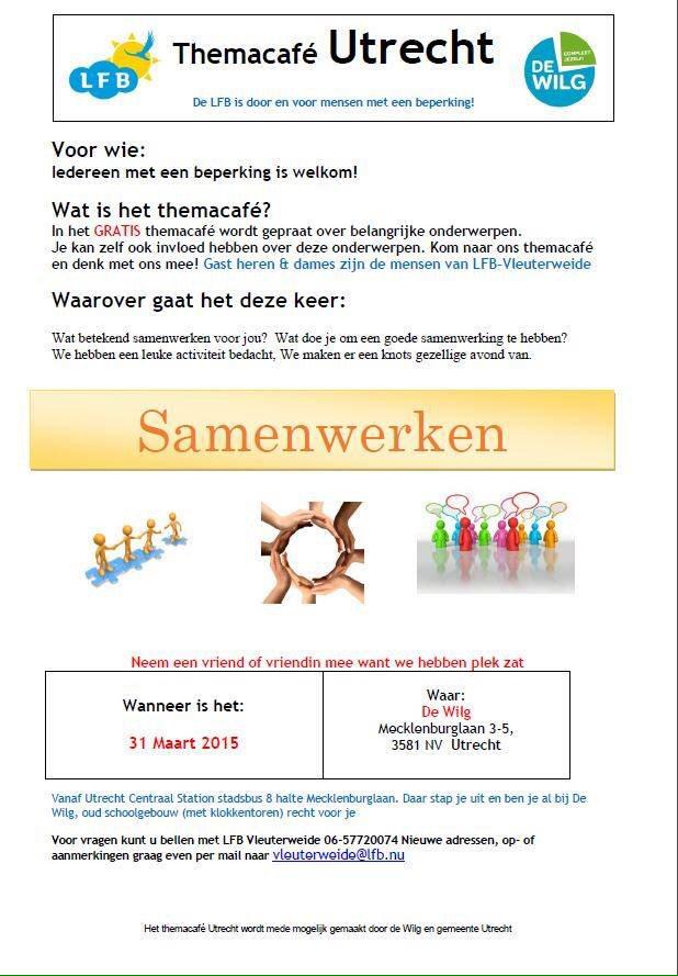 Kom gezellig 31 maart naar het thema café