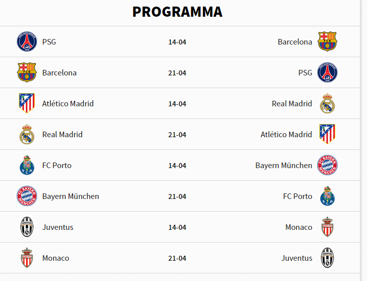 VI_nl's tweet photo. Het volledige programma van de kwartfinales Champions League http://t.co/jvhEeHci3X