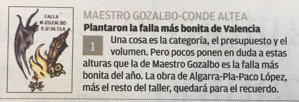 QuiqueVal's tweet image. . @levante_emv nombra a @FMaestroGozalbo como la falla más bonita de estas #Fallas2015 y una obra para el recuerdo