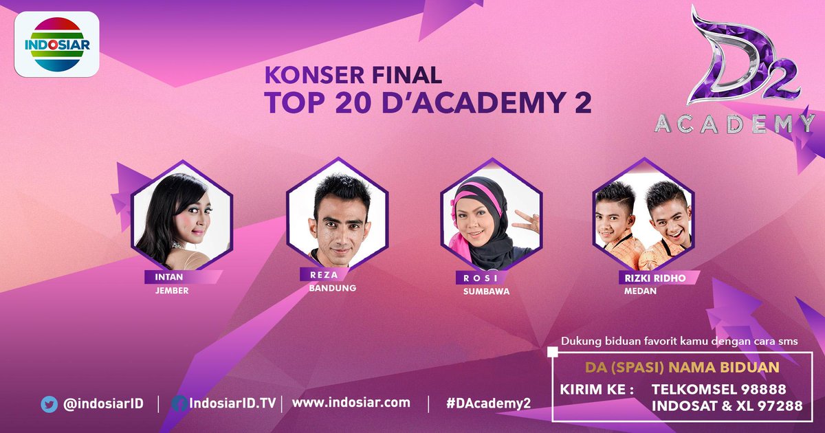 Dangduters! Ingat ya konser final grup 2 #DAcademy2 besok mulai lebih awal pukul 16.30 WIB