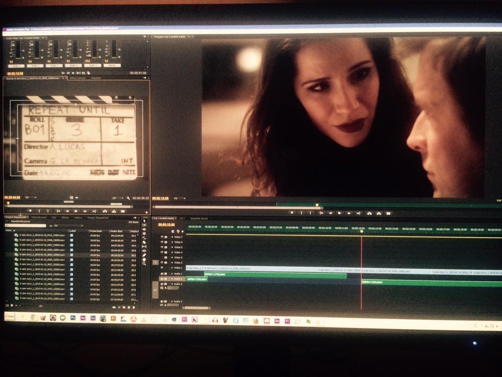 BillieVee's tweet photo. Watching @abbielucas editing our little short #RepeatUntil can only be exciting & highly addictive. #shortfilm #edit http://t.co/LUdvBMQH6R