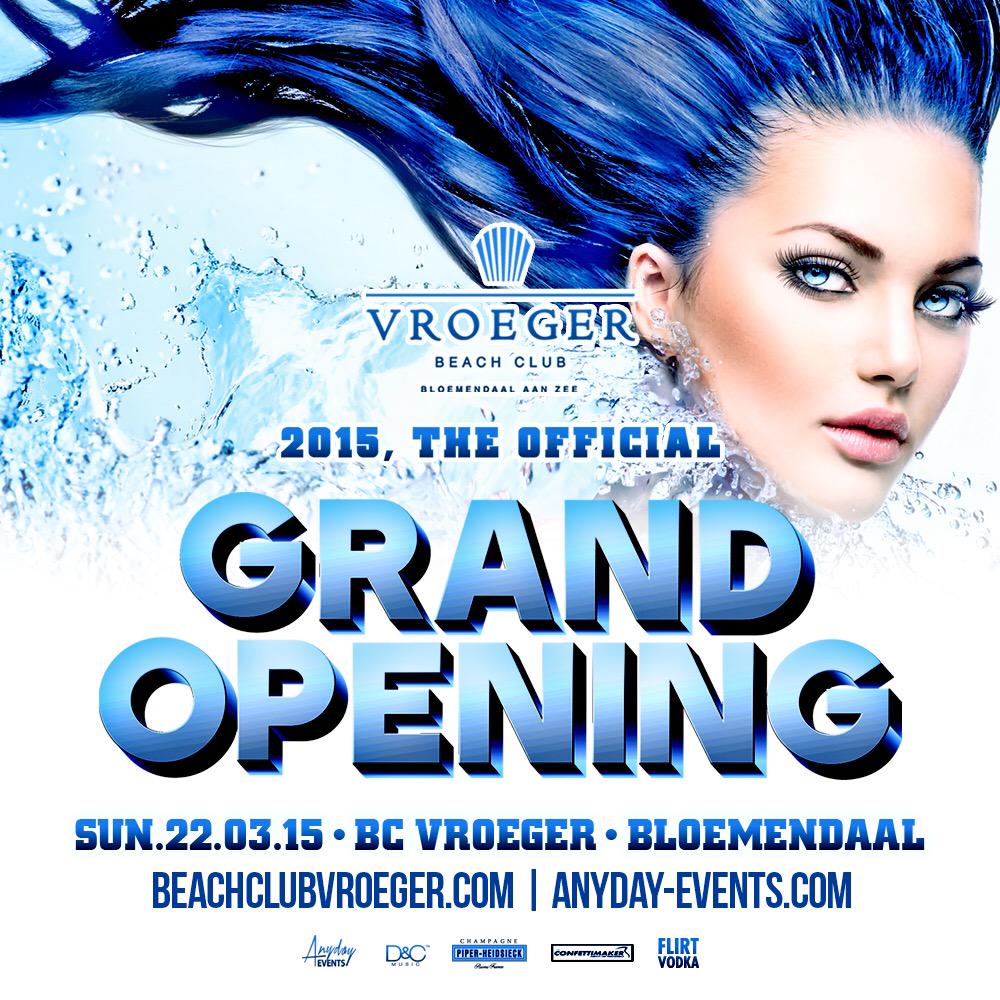This Sunday: 2015, The Official Grand Opening with <a href="/DJIrwan/">DJ Irwan</a> <a href="/DJBIGGI/">DJBIGGI</a> <a href="/Johnny__500/">JOHNNY 500 Δ</a> &amp; more! beachclubvroeger.nl