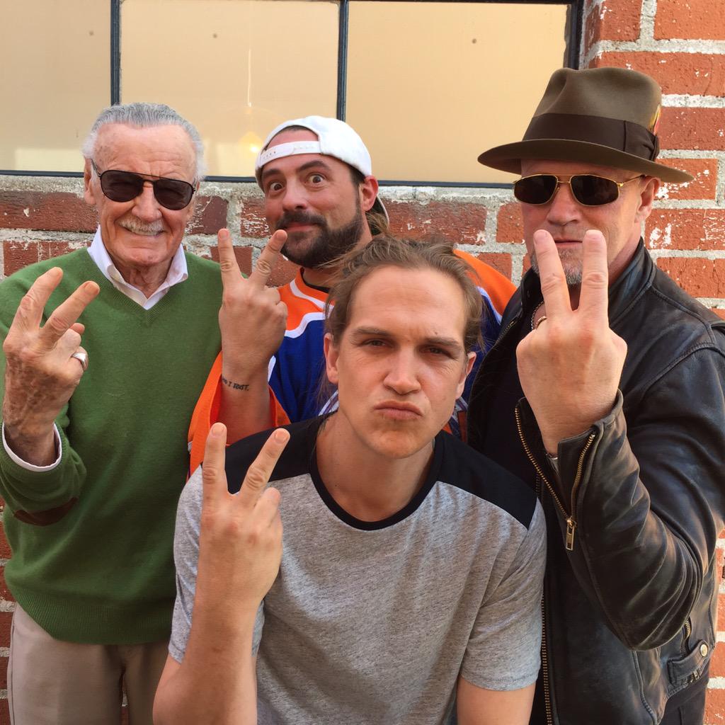 ThatKevinSmith's tweet photo. Goin' back to the MALL, ya'll! @TheRealStanLee, @JayMewes @RookerOnline &amp; me make a # 2. A pre-review of the movie? http://t.co/vKOeotK2I1