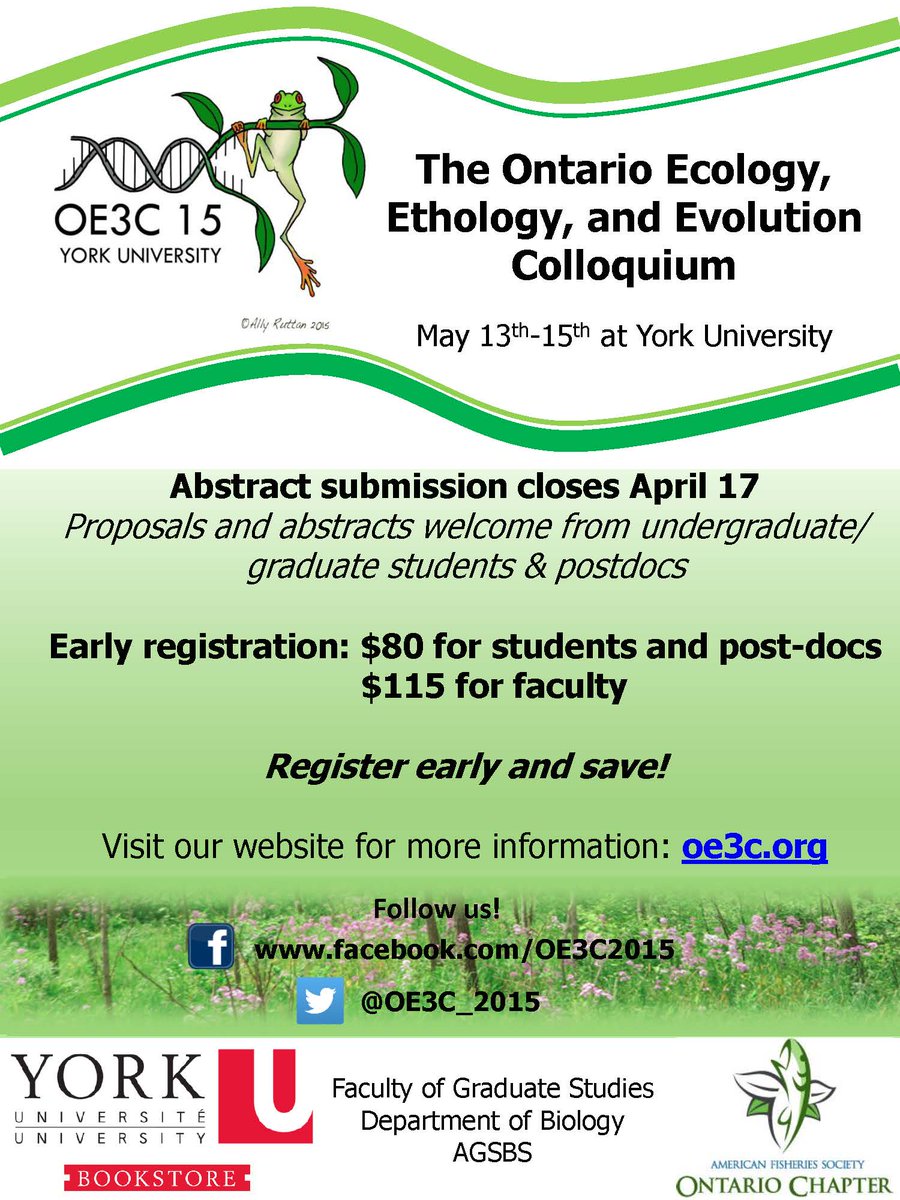 In the field of Ecology/Ethology/Evolution? Register/submit abstracts for #OE3C2015 oe3c.org