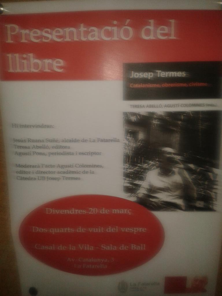 Comença la presentació del llibre de Josep Termes a <a href="/lafatarella/">lafatarella</a> <a href="/agusticolomines/">Agustí Colomines i Companys</a> <a href="/MonicaSabata/">Mònica Sabata</a>
