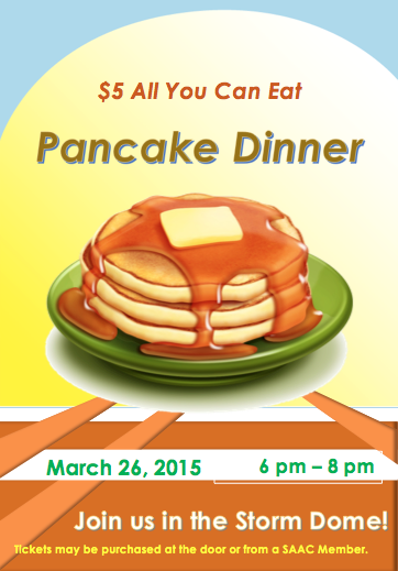 GSW_SAAC's tweet photo. With spring break ending we'd like to say welcome back with an all you can eat pancake dinner on Thursday! #MakeAWish http://t.co/JeCZMKGtw4