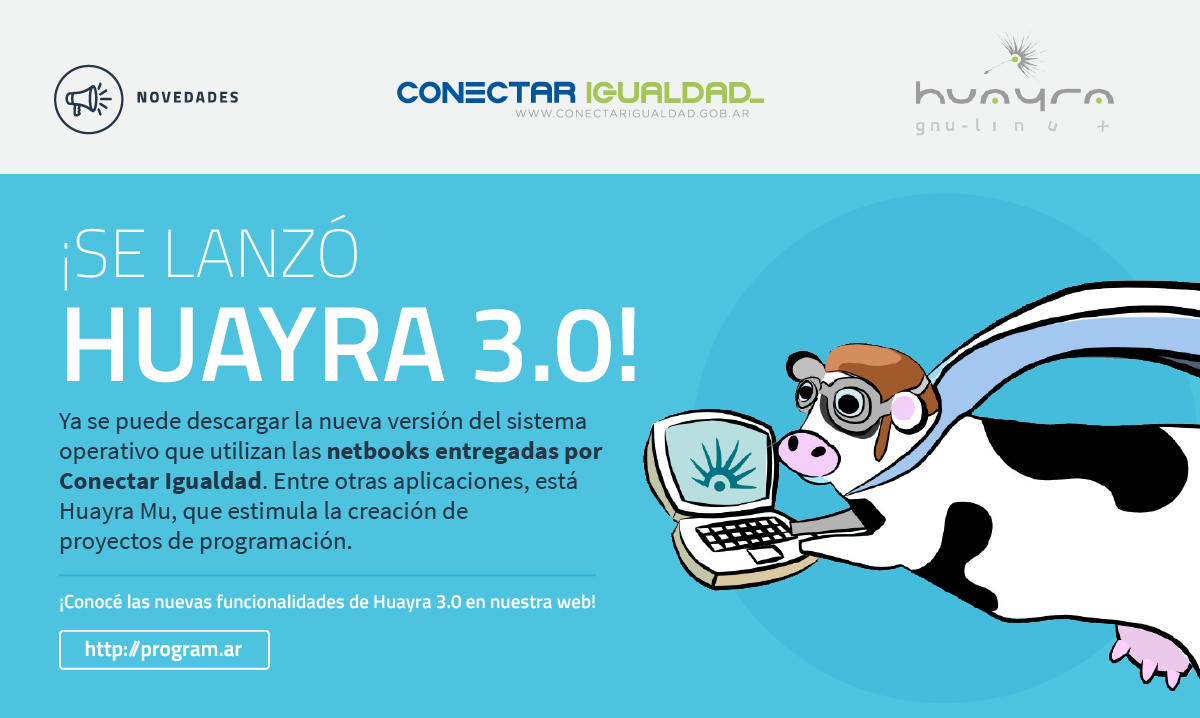 Programar2020's tweet photo. ¡Se lanzó Huayra 3.0! Descargalo y enterate de sus nuevas funcionalidades. http://t.co/YuEYvLhRjR @ConectarGob http://t.co/wZ2t4ouHBD