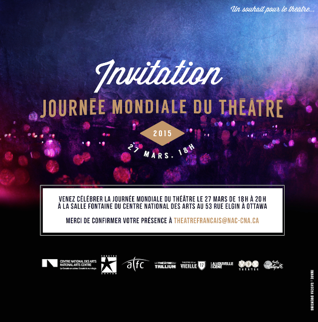 #JMT2015
<a href="/CNAduCanada/">CNA du Canada</a> @LNSOttawa <a href="/L_ATFC/">ATFC</a> <a href="/TheatreActionON/">Théâtre Action</a> 
<a href="/theatretrillium/">Théâtre du Trillium</a> <a href="/theatrev17/">Vieille 17</a> <a href="/Vox_Theatre/">VOX Théâtre</a> <a href="/LaCatapulte/">Théâtre Catapulte</a>