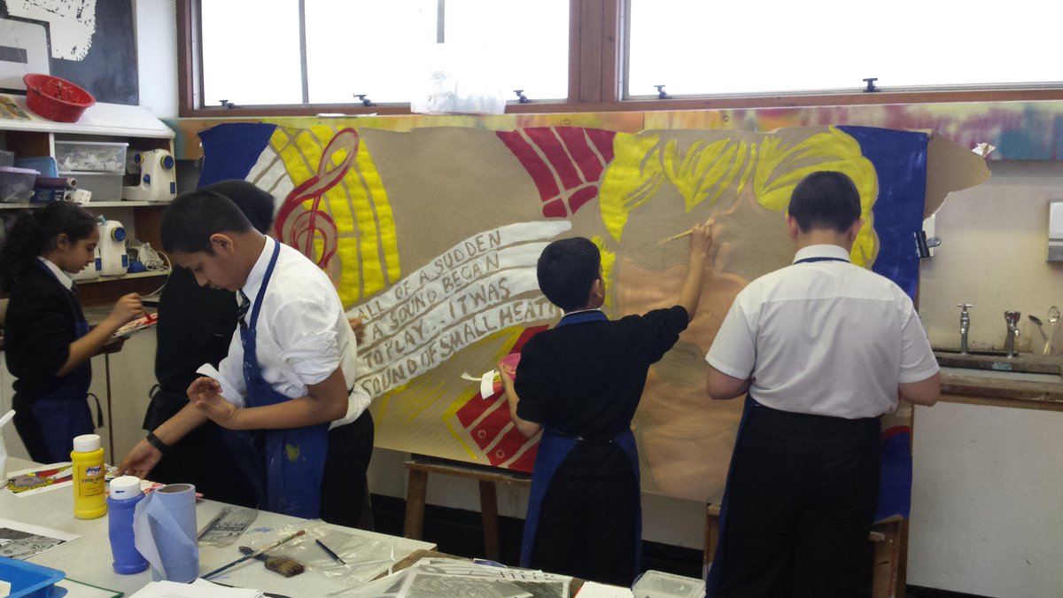 SmallHeathArt's tweet photo. 7A pupils were inspired by Lichtenstein to create this banner for the @for_wards event at Small Heath Library today. http://t.co/CU5ramSUID
