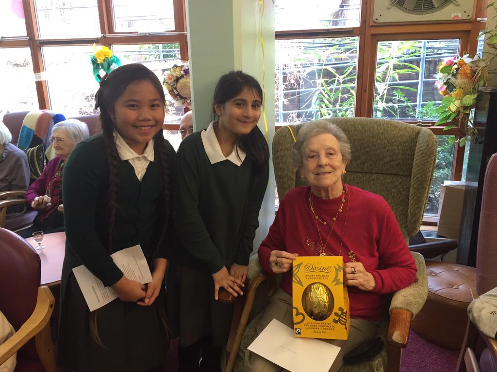 I am at Pullen Day Centre to #sharethemiracle as students from St Barnabas Primary School give out Easter eggs.