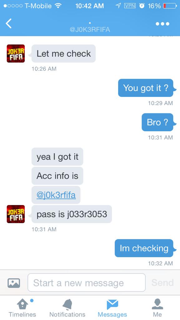 JustTheFinest_'s tweet photo. @J0K3RFIFA SCAMMED ME 15 DOLLARS !! Pleasee Help Me !! http://t.co/xipoVgTaZz