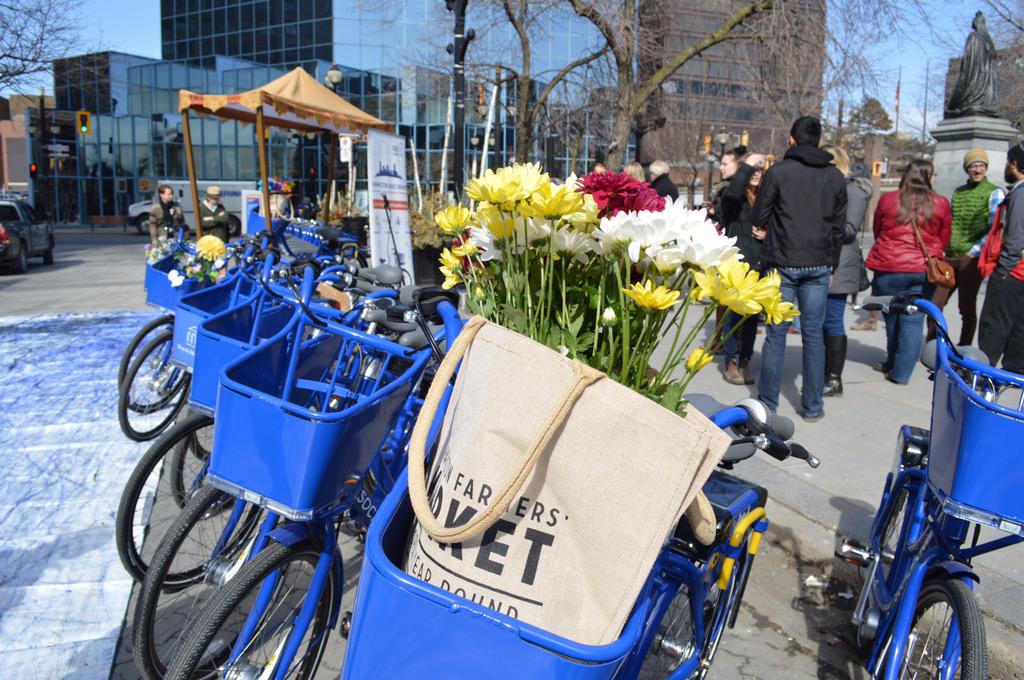 The first day of spring - the perfect day to launch Hamilton Bike Share in Gore Park! #HamOnt