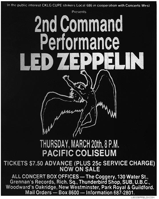 March 20, 1975. "2nd Command Performance" @ Pacific Coliseum. Were you there? #FlashbackFriday #ledzep