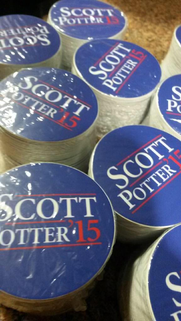 ScottPotter2015's tweet photo. Collin will be handing out stickers and talking to students about #ScottPotter2015 at 1:30 in the library today. http://t.co/h0vCJNjcVT