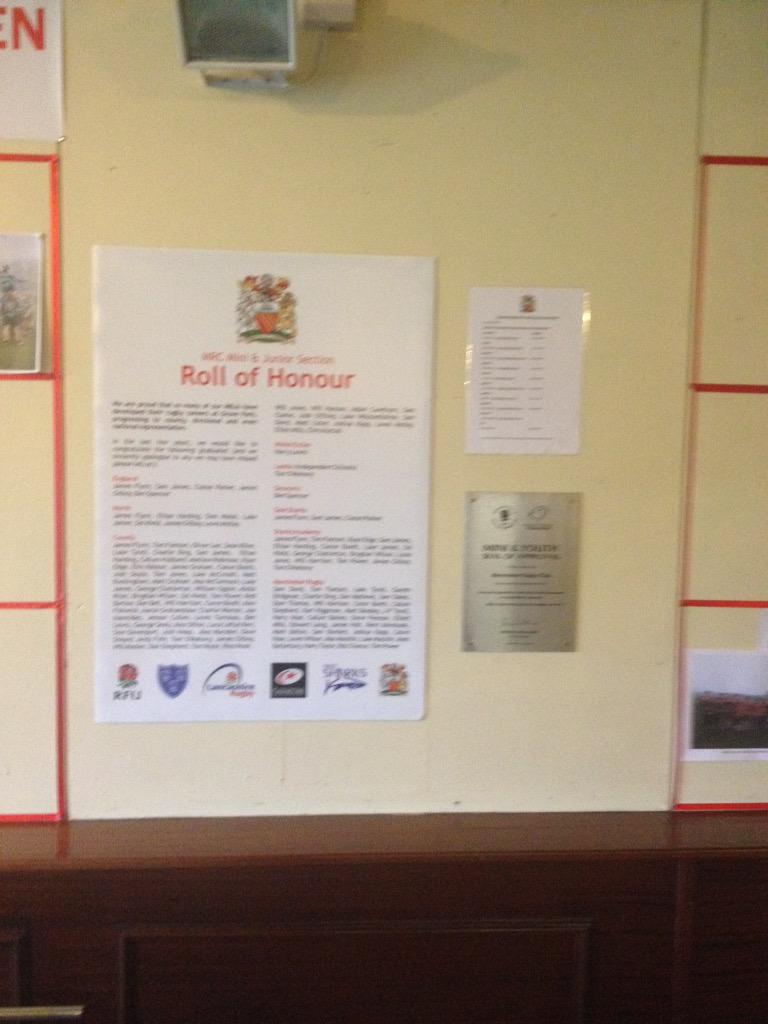 TimHolmes71's tweet photo. Come and see this amazing list of honours at MRC tomorrow and watch @ManchesterRugby 1s beat Bowden. MRC M&amp;J Day http://t.co/LJkTy2BCUn