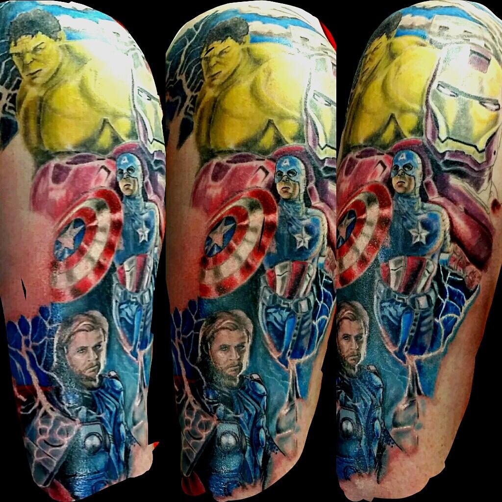 ไมมคำอธบายรปภาพ  Marvel tattoos Avengers tattoo Marvel tattoo sleeve