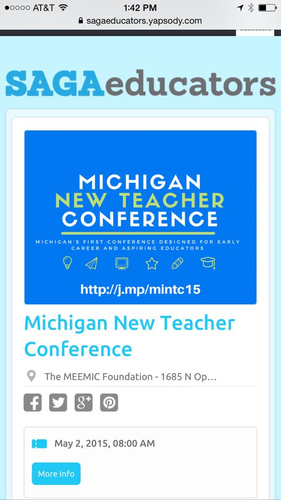 figueroabiology's tweet photo. #New teachers in #MI if you didn't get enough at #macul2015 Signup for MI New Teacher Conference #free http://t.co/9kl67k2FgY