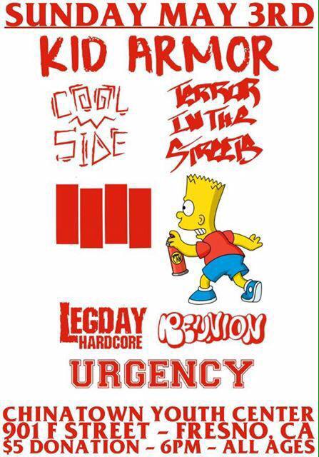 Kid Armor &amp; Coolside are heading on tour, catch them @ CYC May 3 w/Terror in the Streets, Legday, REU, &amp; Urgency!