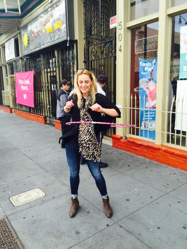 recipelyftsf's tweet photo. #LyftHotSpot at 16th street/Valencia. We got Lyft swag and hula hoops! @lyft #LyftLove @Mimilyft @Stryker9 @ChalkCar http://t.co/1BS1djv0dE