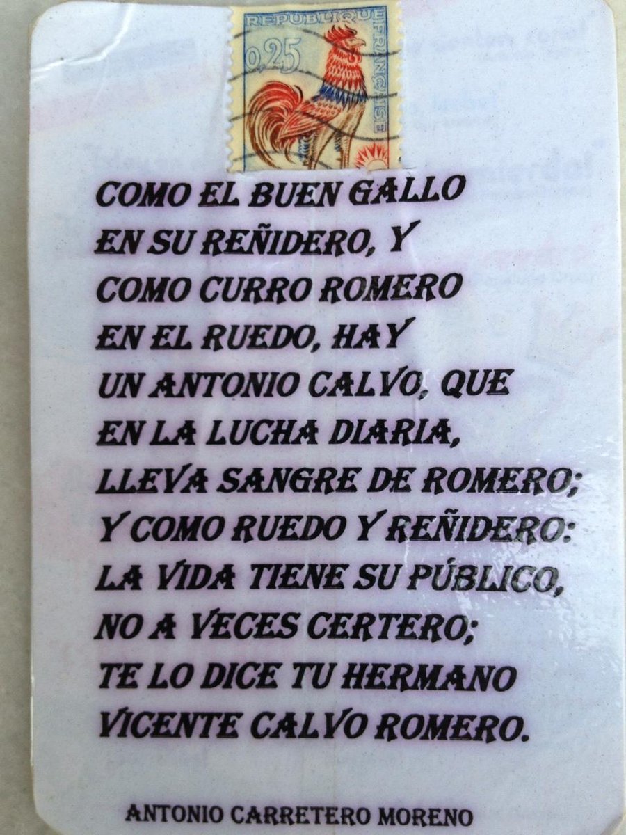 GallosAntCalvo's tweet photo. Buenas tardes, comparto con mis amigos Galleros, este homenaje de Antonio Carretero Moreno. Un honor para mi. http://t.co/A5lOo7sSlm