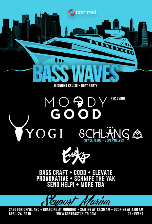 NYCRaves's tweet photo. *NEW EVENT*
@ContrastUnltd presents #BassWaves w/ @MoodyGood, @YogiOfficial & Schlang on Friday, April 24th http://t.co/PjgC070h28