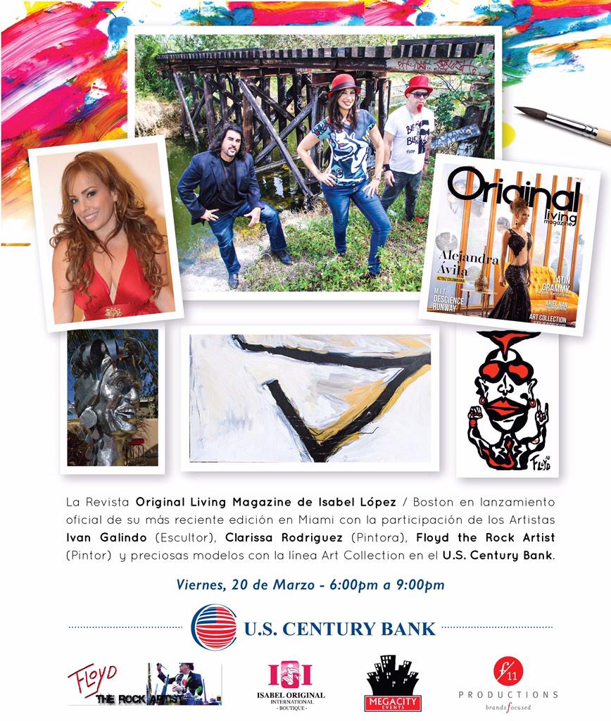 Today 6-9pm <a href="/OriginaLivingMa/">OriginalLivingMag</a> Cover Release @ US Century Bank - Coral Gables for a night of #art #fashion and #music