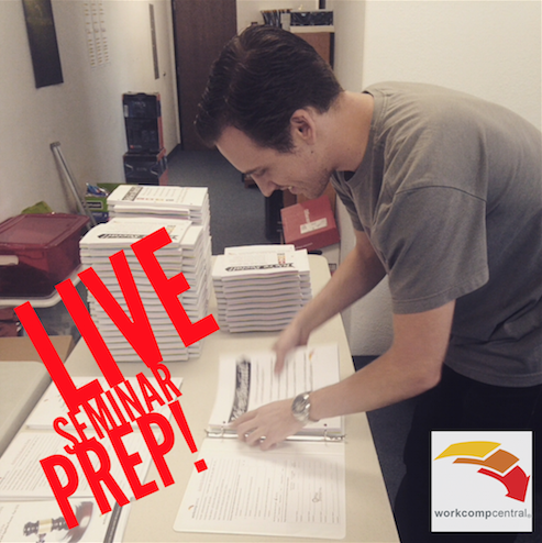 WorkCompCentral's tweet image. Chase prepping for this Saturday&apos;s Seminar. See you tomorrow! #WCCAdvancedLitigation ow.ly/KBpk6