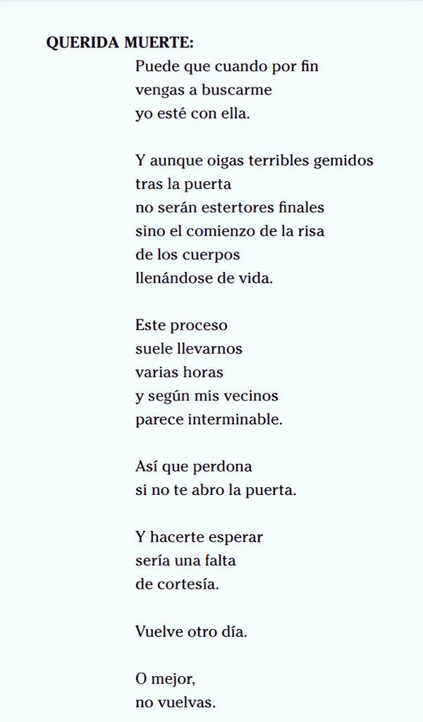 Práctico plan Penélope carlos salem sola al Twitter: ""Querida Muerte" Un poema de El amor es el  crimen perfecto. http://t.co/bwVHoYTAPF" / Twitter