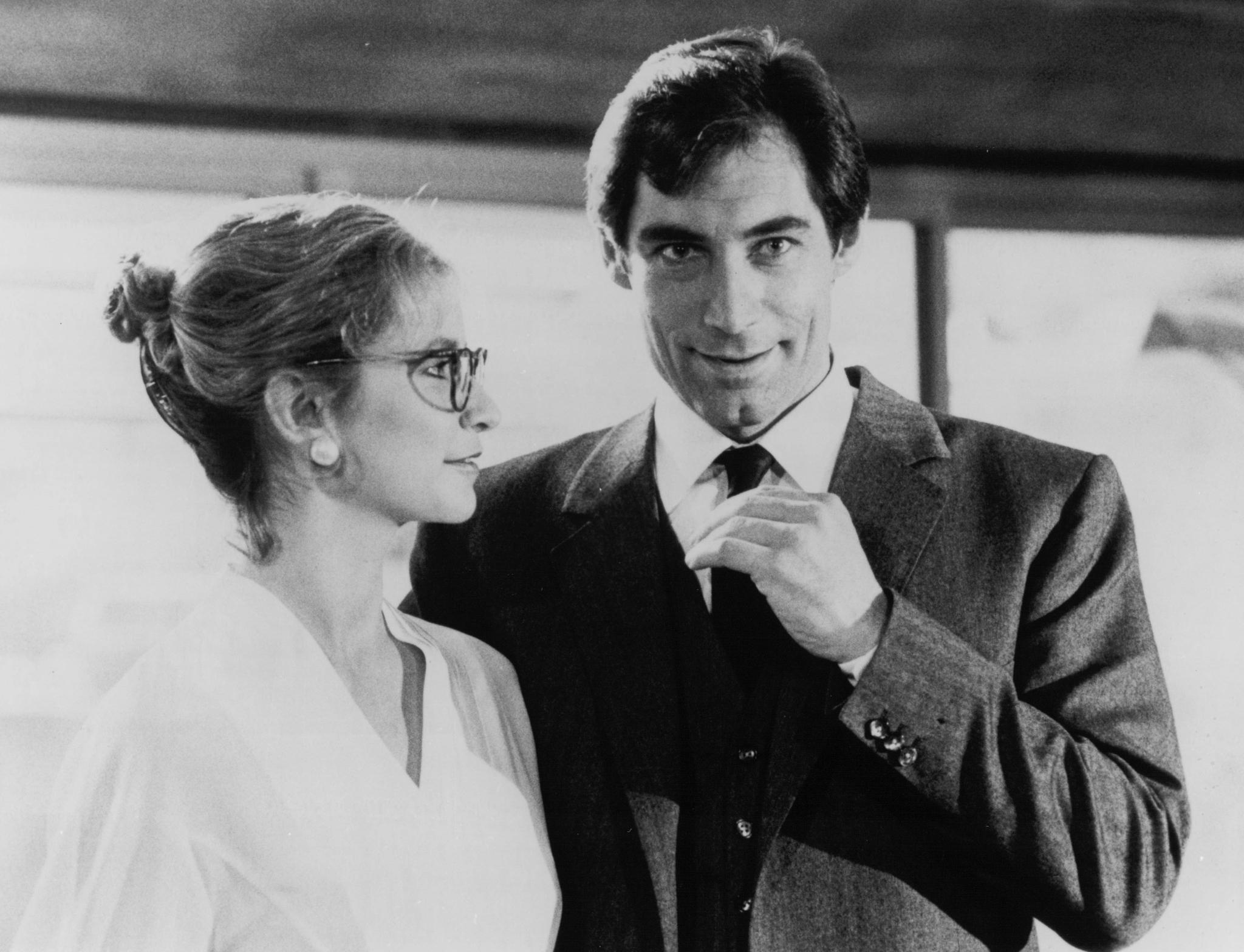 Caroline Bliss and Timothy Dalton in THE LIVING DAYLIGHTS   1987.  Happy birthday Mr. Dalton. 