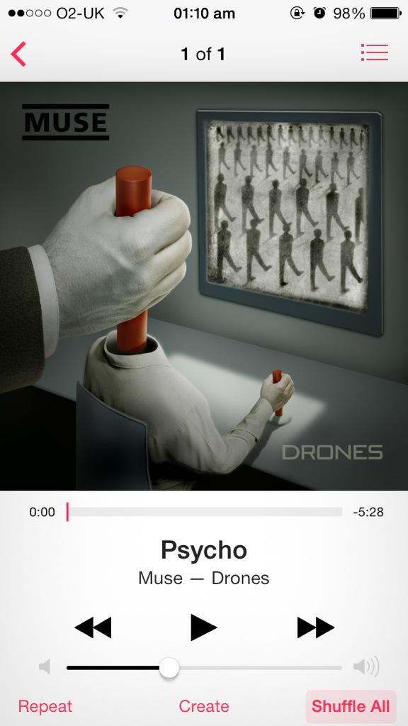 EloiseFH's tweet photo. Can't stop listening #MuseDrones #MusePsycho http://t.co/zgpqwpPRq0