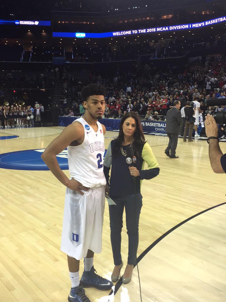 DukeMBB's tweet photo. 22 points and a post-game interview from the  captain! Great game @QCook323 http://t.co/yFNaGScsgx