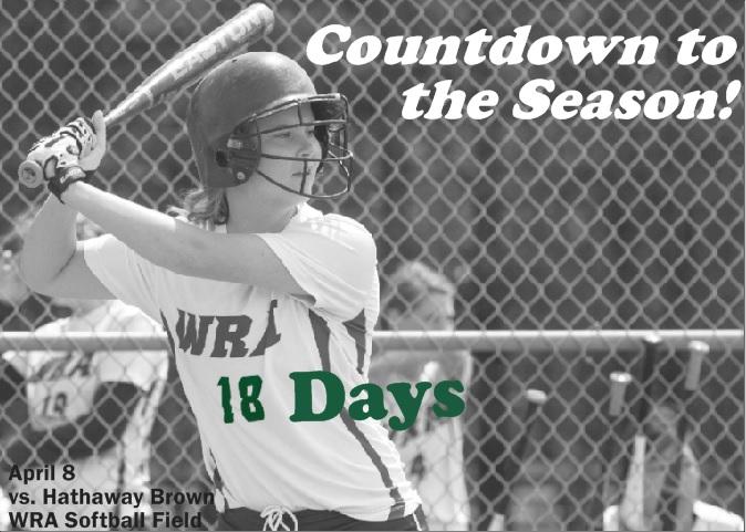WRA_Softball's tweet photo. It's "Brooke" days to go until our first game against Hathaway Brown! #SeasonDebut #SoftballCountdown http://t.co/tPNJX6Faia