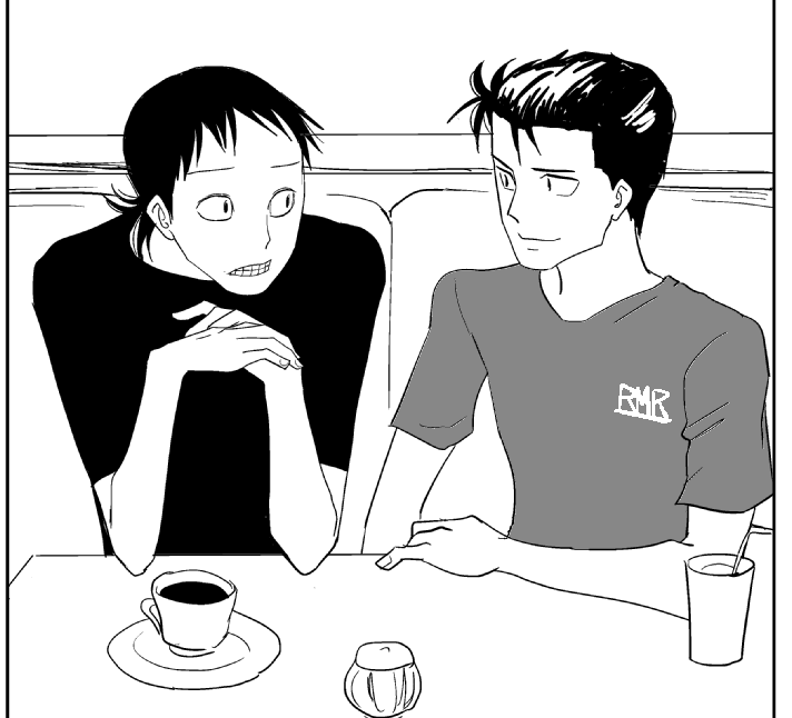 ナチュラルに喫茶店で隣同士に座るいしみ 
