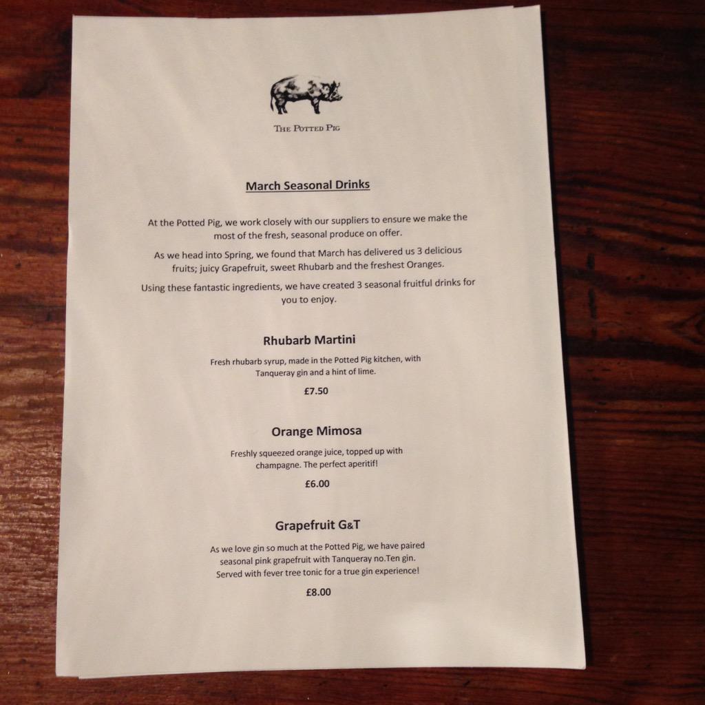 thepottedpig's tweet photo. Local seasonal produce means not only new dishes but new cocktails too! Mmmmm what better way to spend a Saturday 🐷🍸 http://t.co/V6DV7L0bfk