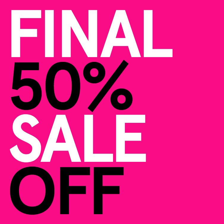 50% Off Everything! All sales final. Shop Saturday.com and use code HALFOFF.
