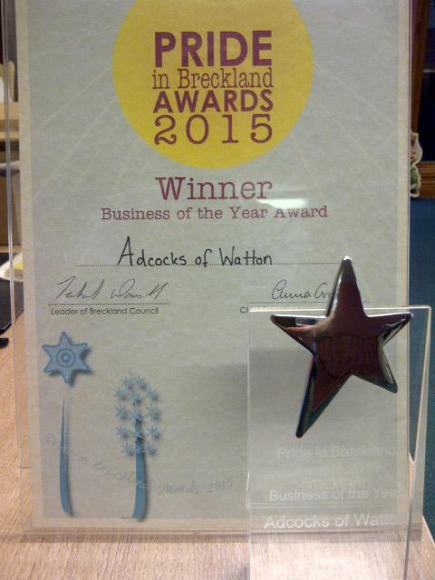 Honoured and proud to have won Pride in Breckland Business of the Year. Congratulations to all nominees and winners.