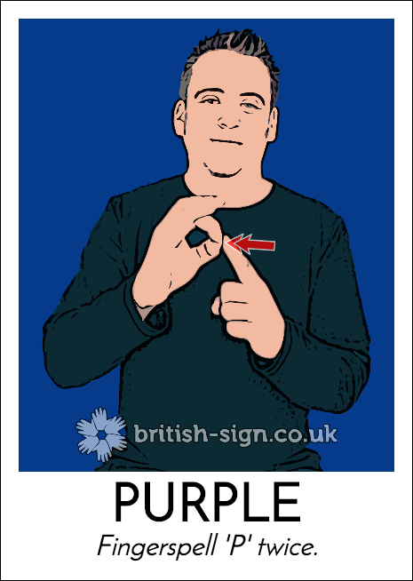 BritishSignBSL's tweet photo. Today's #BritishSignLanguage sign is: PURPLE #PurpleDay http://t.co/kfOIunSMMs