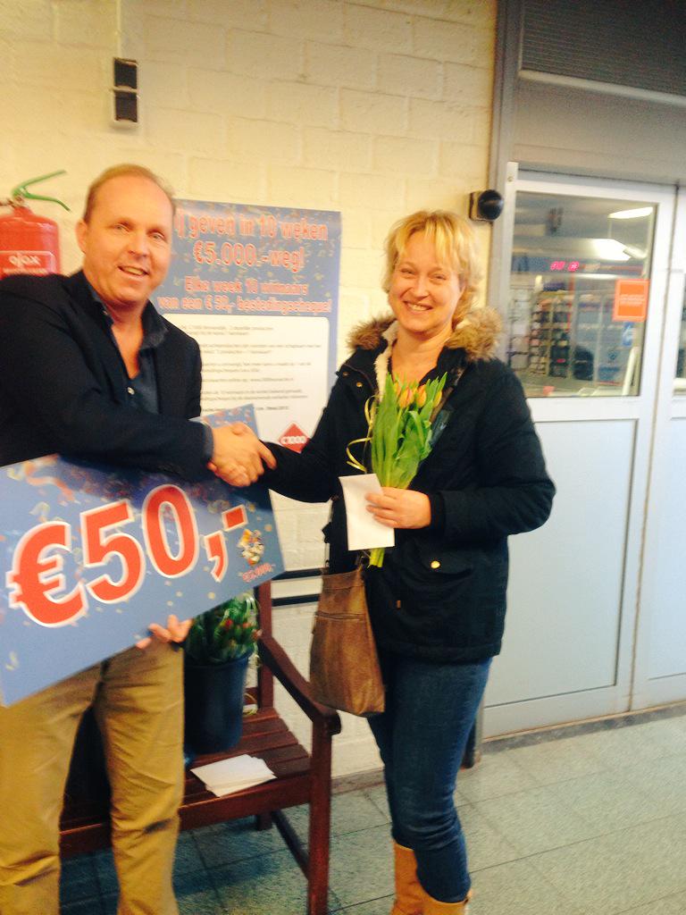 Aantal winnaars van de bestedingscheque. Deze week weer 10 mensen blij maken.