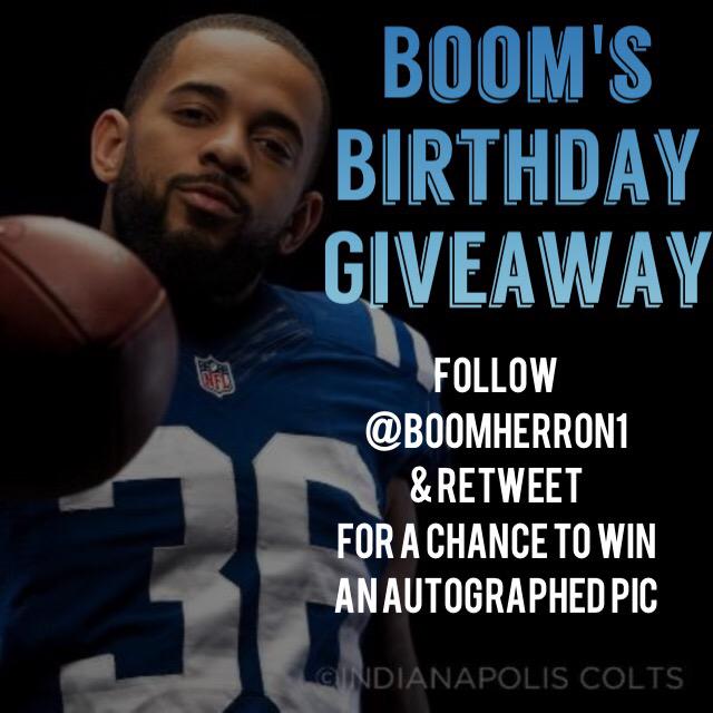 BOOMHERRON1's tweet photo. Birthday Giveaway!! Just #rt &amp; follow @BOOMHERRON1 #ColtsNation #BuckeyeNation @Colts http://t.co/xWPfDVWPUu