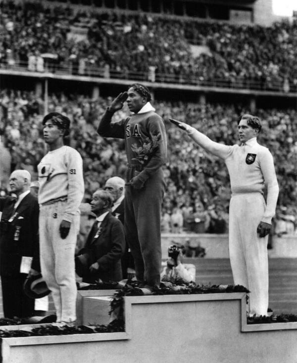 VeryOldPics's tweet photo. Jesse Owens wins gold in Nazi Germany http://t.co/5ji2Go9tkM