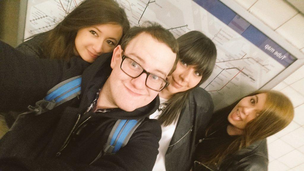 RaddyDan's tweet photo. Our #EscalatorSefie/#PlatformSelfie last night while on the way to see @EofEofficial! http://t.co/spgeicPsUk