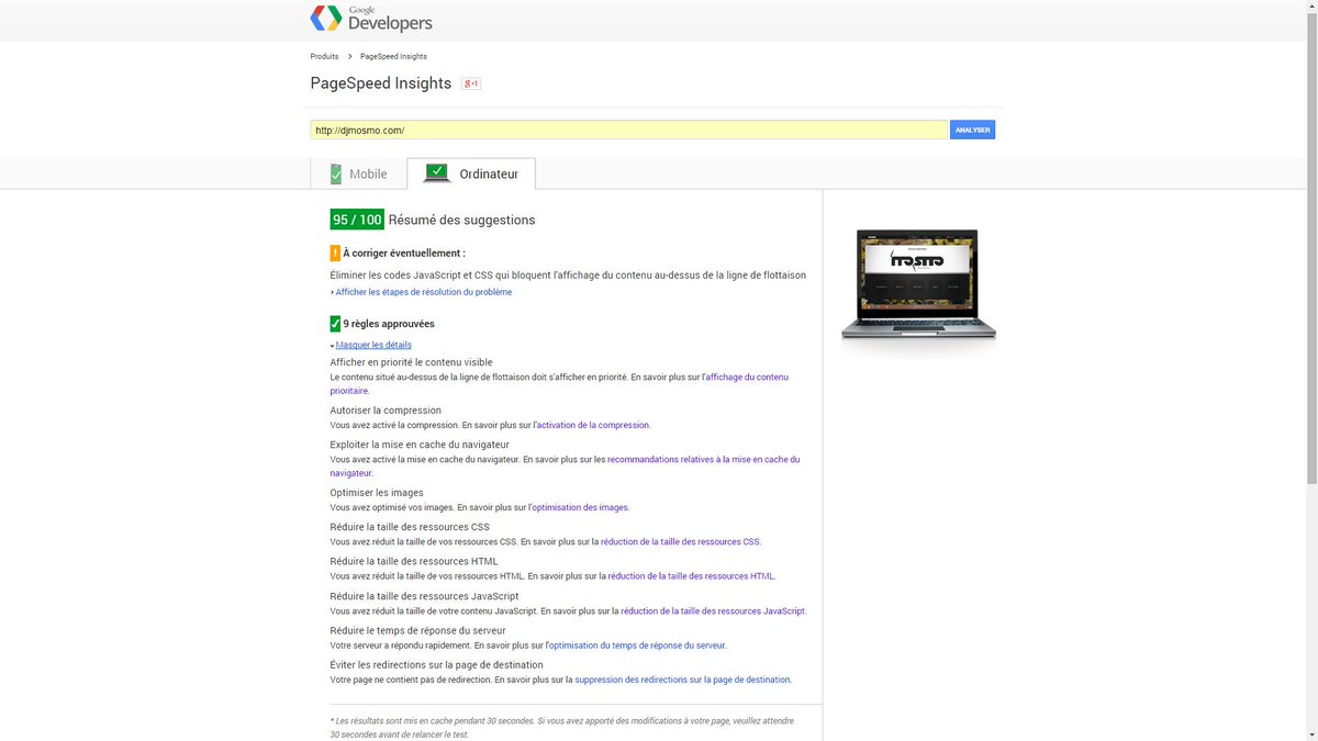 moise_sk's tweet image. Mon site djmosmo.com  passe à 100% de performances sur #googlespeedinsight #mobile et 95% sur #desktop !