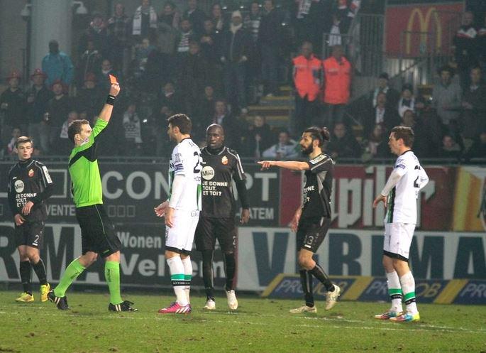 Kostovski is shown a red card Kostovski is shown a red card