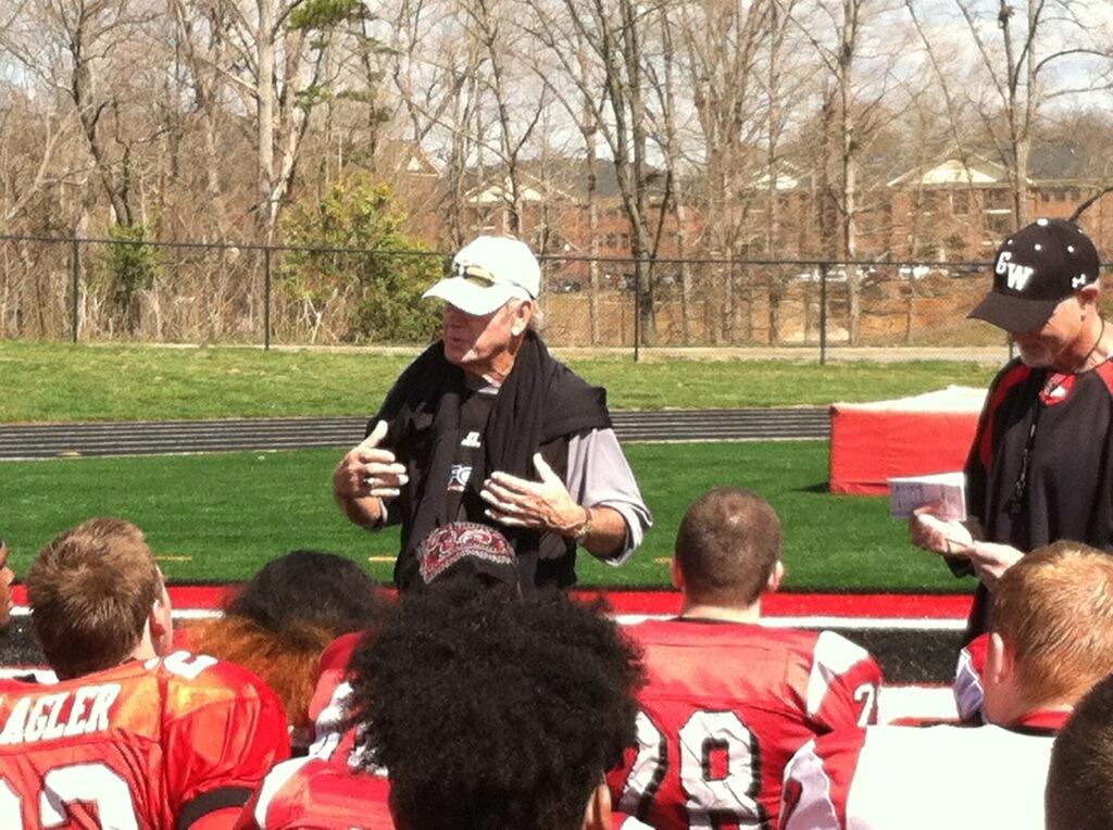 coachhick's tweet photo. Jerry Moore....college football hall of fame spoke to our guys this morning. #HOF #appstatelegend. @CoachPMason http://t.co/o9D3GbhicI