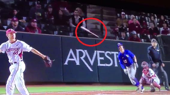 Baseball_NBS's tweet photo. Video: LSU's Jared Foster has one of the best bat flips after hitting a home run. Watch > http://t.co/ECeOCo6WQB http://t.co/hshqjtpV35