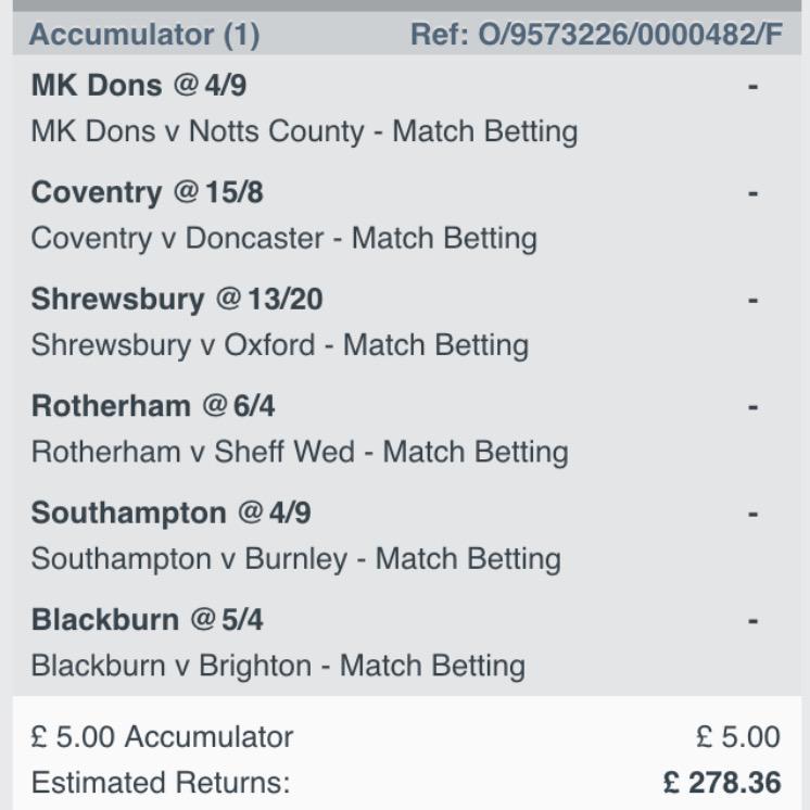 NowtyTips's tweet image. Home Team Acca!